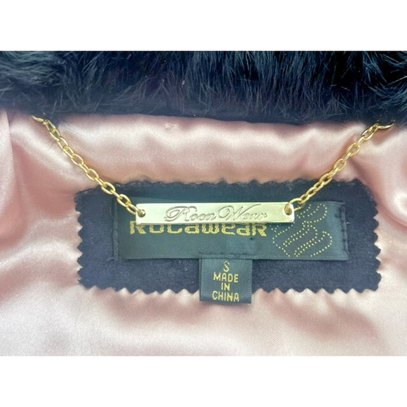 RARE Vintage Y2K Rocawear Rabbit Fur Jacket Coat Authentic Small Rhinestone Zip - Picture 14 of 16